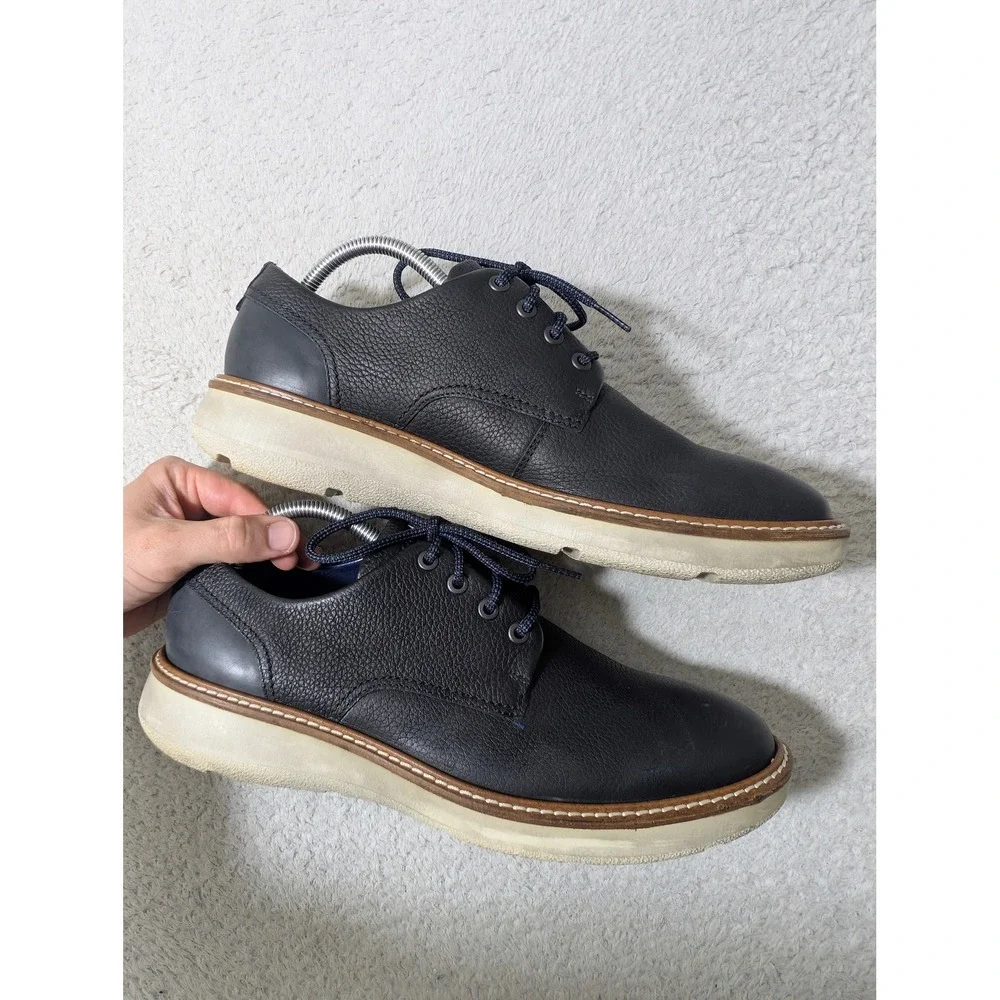 Ecco Hybrid Derby Shoes Mens 42 Blue Pebbled Leather Lace Up‎ Casual 511844